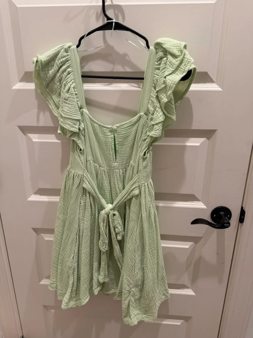 Light Green Ruffle Sleeve Mini Dress - Picture 2 of 3